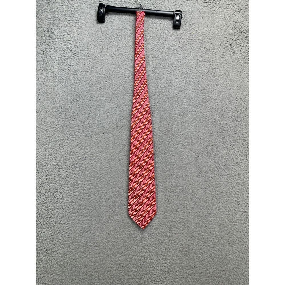 Thomas Pink Necktie Adult One Size Pink Red Striped Tie Suit Office Casual Mens